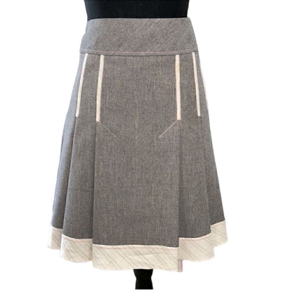 Phoebe Couture Pleated Gray Mini Skirt(Size 12)